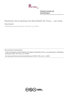 Restitution de la basilique de Saint-Martin de Tours..., par Jules Quicherat.  ; n°1 ; vol.31, pg 355-358