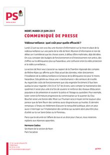 Vidéo-protection à Niort : la réaction de Hermann Cadioux  (PS Niort)