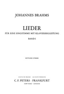 Partition No. 1: Liebestreu (including title pages), 6 chansons