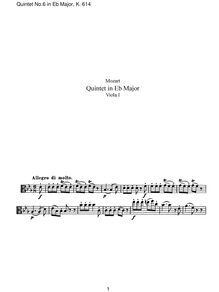 Partition viole de gambe I, corde quintette No.6, E♭ major, Mozart, Wolfgang Amadeus