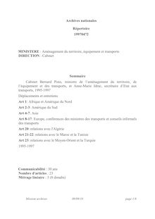 Répertoire d archives détaillé : Cabinet Bernard Pons, ministre de ...