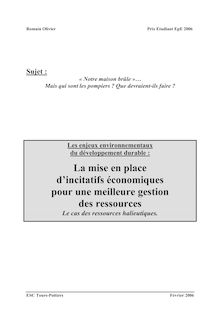 Rapport Romain OLIVIER - La mise en place d incitatifs économiques ...