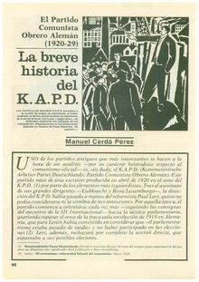 El Partido Comunista Obrero Alemán (1920-29): La breve historia del K.A.P.D.