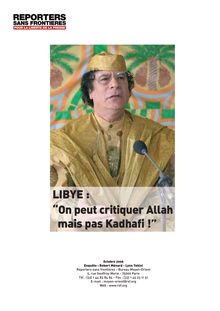 LIBYE : On peut critiquer Allah mais pas Kadhafi !