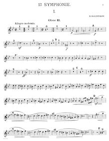 Partition hautbois 2, Symphony No.1 en G minor, 1re Symphonie, Kalinnikov, Vasily