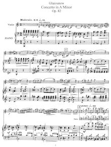 Partition complète, solo , partie, violon Concerto en A minor, Op 82