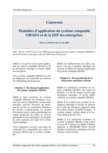 Cameroun - Application de la comptabilite OHADA et de la declaration  statistique et fiscale OHADA (