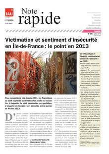 IAU: Victimisation et sentiment d insécurité en Île-de-France (2013)