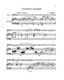 Partition violon et partition de piano, partition de violon, 3 Dikter af J.P. Jacobsen, Op.22