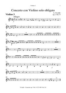 Partition violons III (= viole de gambe), violon Concerto, D major