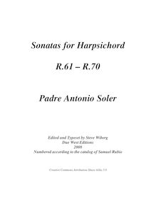 Partition complète of sonates 61-70, clavier sonates R.61-70