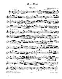 Partition de violon, 2 Compositions pour violon et Piano par Max Reger