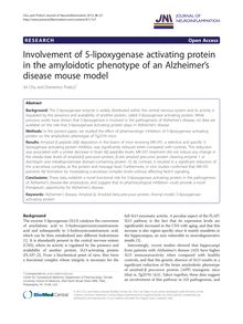 Involvement of 5-lipoxygenase activating protein in the amyloidotic phenotype of an Alzheimer’s disease mouse model