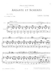 Partition flûte et partition de piano, Andante et Scherzo, Ganne, Louis