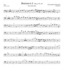 Partition viole de basse, Fantasia pour 5 violes de gambe, RC 35