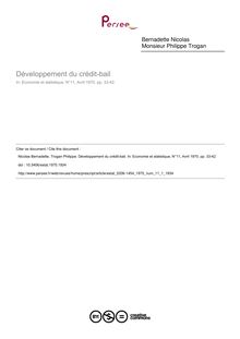 Développement du crédit-bail - article ; n°1 ; vol.11, pg 33-42