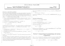 Mathématiques 1 2002 Classe Prepa PSI Concours Centrale-Supélec