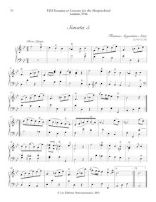 Partition Sonata No.5 en B♭ major, 8 sonates ou leçons pour pour clavecin