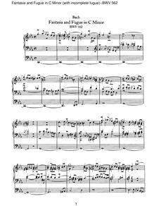 Partition complète, Fantasia et Fugue en C minor, C minor, Bach, Johann Sebastian par Johann Sebastian Bach
