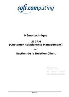 Mémo technique LE CRM (Customer Relationship Management)