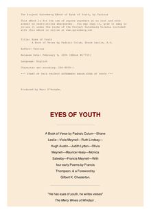 Eyes of Youth - A Book of Verse by Padraic Colum, Shane Leslie, A.O.