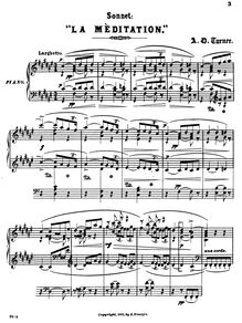 Partition , La Méditation, Sonnets pour pour Piano, Turner, Alfred Dudley