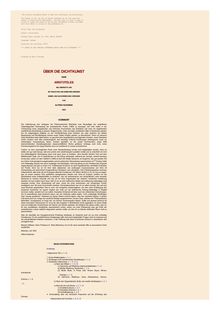Über die Dichtkunst beim Aristoteles - Neu übersetzt und mit Einleitung und einem erklärenden Namen- und Sachverzeichnis versehen von Alfred Gudemann 1921