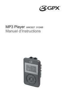 Notice Lecteur MP3 GPX  MW3827