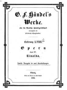 Partition complète, Rinaldo, Handel, George Frideric par George Frideric Handel