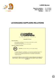 LEVERAGING SUPPLIERS RELATIONS 