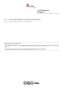 — Neuropathologie et psychopathologie - compte-rendu ; n°2 ; vol.53, pg 659-672