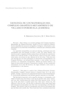 Geología de los materiales del Complejo Granítico-Metamórfico de Villaseco-Pereruela (Zamora)