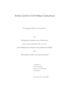 Active control of drift wave turbulence [Elektronische Ressource] / vorgelegt von Christian Brandt