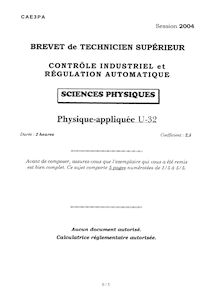 Physique appliquée 2004 BTS Contrôle industriel et régulation automatique