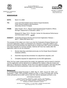 Graduation Dropout Review and Comment Application Release – April 1, 2008 (GAD Memo  #1)