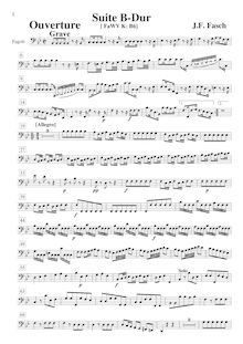 Partition basson, Ouverture-, FaWV K:B6, B flat, Fasch, Johann Friedrich