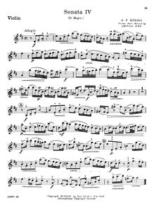Partition Sonata No.4 en D Major, violon, sonates pour an Accompanied Solo Instrument