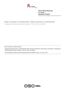 Italie centrale et méridionale / Italia centrale e meridionale  ; n°2 ; vol.109, pg 930-936