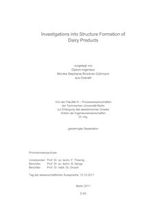 Investigations into Structure Formation of Dairy Products [Elektronische Ressource] / Monika Stephanie Brückner-Gühmann. Betreuer: Bernhard Senge