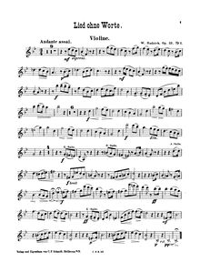Partition No.1 violon, Lied ohne Worte, Zwei Triosätze, Rudnick, Wilhelm