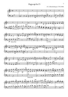 Partition No.3 en d minor, 6 Fugues, op.8, Albrechtsberger, Johann Georg