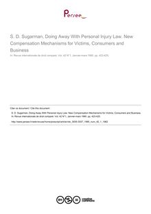 S. D. Sugarman, Doing Away With Personal Injury Law. New Compensation Mechanisms for Victims, Consumers and Business - note biblio ; n°1 ; vol.42, pg 423-425