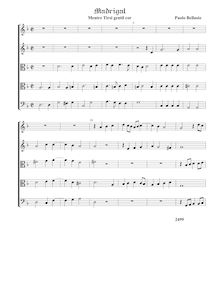 Partition Mentre Tirsi gentil cor - partition complète (Tr Tr T T B), madrigaux pour 5 voix