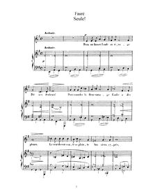 Partition No. 1 - Seule! (Original key, E minor), 2 chansons, Op.3
