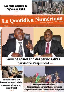 Le Quotidien Numérique d’Afrique n°1823 – Lundi 3 janvier 2022