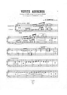 Partition Harmonium , partie, Venite adoremus, Op.40, Cantique de Noël arrangé et varié pour le Piano avec accompagnement d Harmonium à volonté