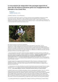 Le mouvement de restauration des paysages approche le seuil des 50 millions d hectares grâce aux engagements d El Salvador et du Costa Rica