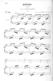 Partition complète (E♭ major: haut voix et piano), Départ