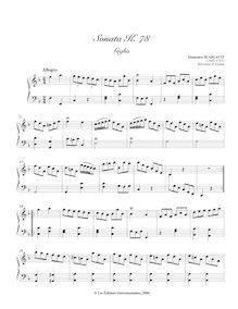 Partition Sonata K.78, 100 clavier sonates, Keyboard, Scarlatti, Domenico