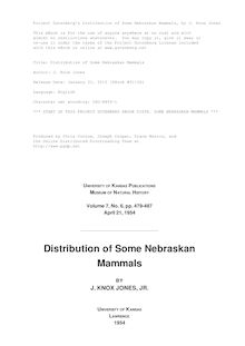 Distribution of Some Nebraskan Mammals